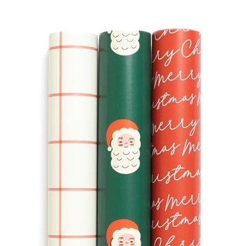 Premium Christmas Wrapping Paper Set - 3 Rolls, 105 sq. ft.