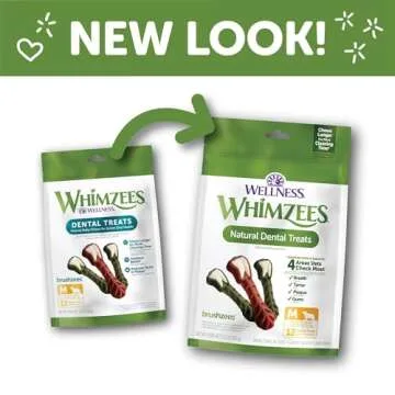 WHIMZEES by Wellness Brushzees Natural Dental Chews for Dogs, Long Lasting Treats, Grain-Free, Freshens Breath, Medium Breed, 12 count