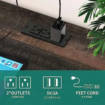 YITAHOME Farmhouse Nightstand with Charging Station & LED Lights, Nightstands Set of 2 Small Bedside Tables Set of 2, Side Tables Bedroom, Rustic Wood Night Stand, Brown Oak