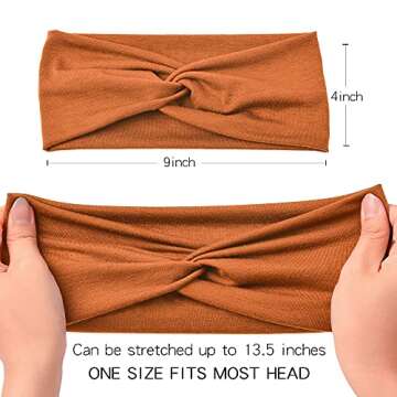 Jesries Headbands for Women Elastic Non Slip Turban Hair Band Knotted Cross Wide Yoga Running Workout Sport Sweat Hair Wrap for Girls Hair Accessories