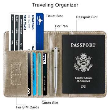 WALNEW Passport Holder - RFID Passport Cover Wallet for Travel