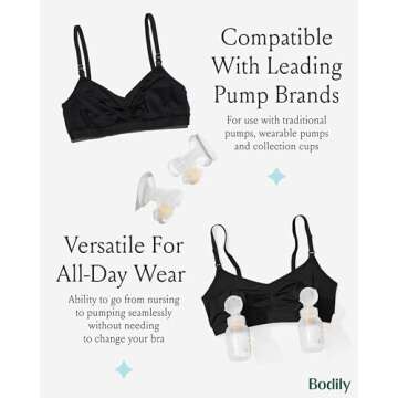 Bodily Do Anything Bra. Nursing, Hands-Free Pumping, & Maternity Bra. Winner of Babylist’s Best Nursing & Pumping Bra. S-XL. Black