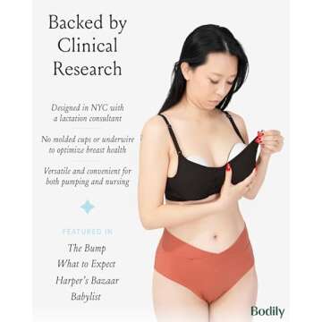 Bodily Do Anything Bra. Nursing, Hands-Free Pumping, & Maternity Bra. Winner of Babylist’s Best Nursing & Pumping Bra. S-XL. Black