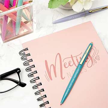 Paper Junkie 12 Pack Inspirational Ballpoint Pens, Funny Encouraging Work Pens for Colleagues, Women, Students, Teachers, Employee Appreciation Gifts, Office School Supplies, 6 Motivational Quotes