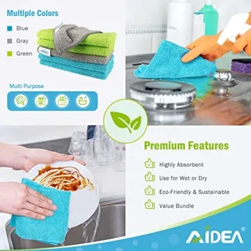 AIDEA Microfiber Cleaning Cloths 50 Pack Soft & Absorbent