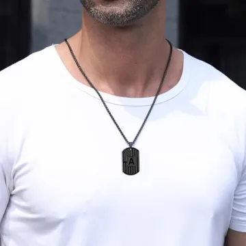 Stylish Initial J Necklace for Men with Flag Design