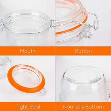 Stylish Encheng Glass Jars with Airtight Lids - 12 Pack