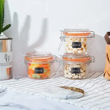 Stylish Encheng Glass Jars with Airtight Lids - 12 Pack