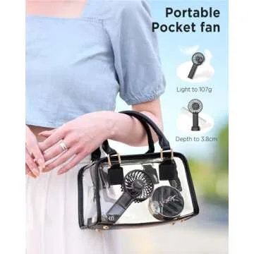 EasyAcc Mini Portable Fan Handheld Fan, 3 Speed USB C Rechargeable Battery Operated Pocket Personal with Lanyard and Base Cooling Desk for Kids Women Travel Indoor Outdoor