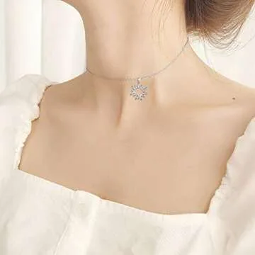 DAOCHONG S925 Sterling Silver Sun Sunlight Sunburst Choker Short Dainty Necklace Pendant for Women J...