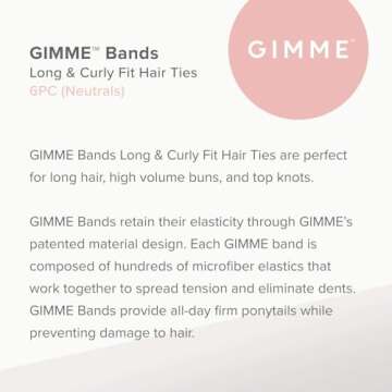 Gimme Beauty - Long & Curly Fit Hair Ties - Neutral - Damage Free Hair Ties - Seamless Microfiber El...
