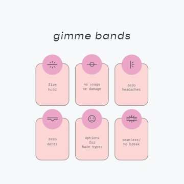 Gimme Beauty - Long & Curly Fit Hair Ties - Neutral - Damage Free Hair Ties - Seamless Microfiber Elastics - Long & Curly Hair Accessories - No Snagging, Dents, or Breakage (6 Count)