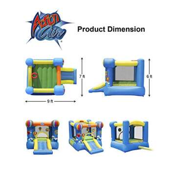 ACTION AIR Bounce House - Inflatable Hot Air Balloon Bouncer with Slide for Kids Fun