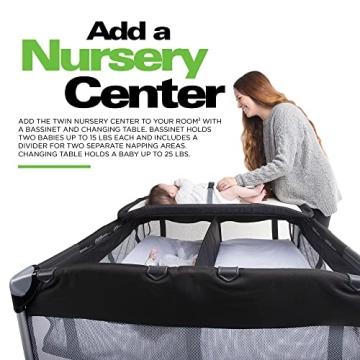 Joovy Room² Large Portable Playpen for Babies and Toddlers with Nearly 10 sq ft of Space, Large Mesh Windows for 360 View, and Waterproof Mattress Sheet - Folds Easily when Not in Use (Black)