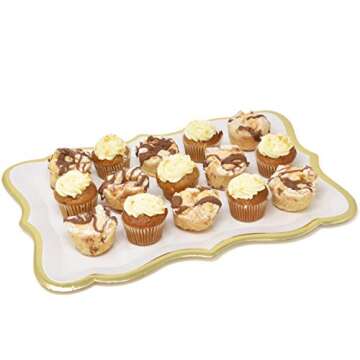 Gift Boutique 10 White Rectangle Trays with Gold Rim Border for Dessert Display Table Parties 9" X 1...
