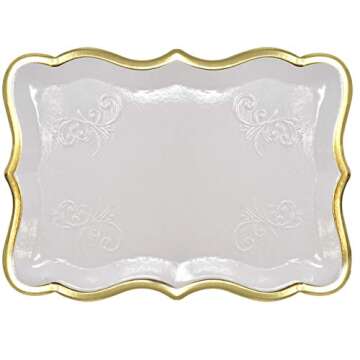 Gift Boutique Elegant White Gold Rim Disposable Trays 10 Pack