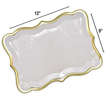Gift Boutique Elegant White Gold Rim Disposable Trays 10 Pack