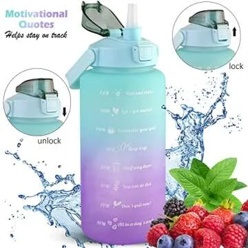 Mint Berry Half Gallon Water Bottle - 64 oz Motivational Jug
