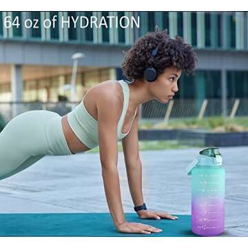 Mint Berry Half Gallon Water Bottle - 64 oz Motivational Jug