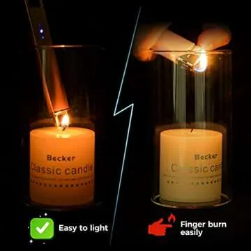 Bswalf Lighter Candle Lighter, Electric Lighter USB Rechargeable Lighters Have Triple Safety and LED Battery Display, Windproof Flameless Plasma Arc Lighter for Candle Camping Grill (Rose Gold)