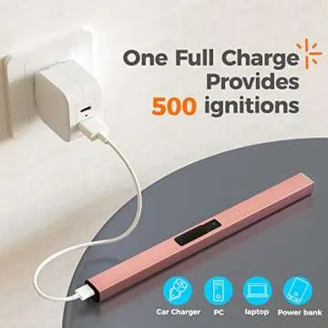 Bswalf Lighter Candle Lighter, Electric Lighter USB Rechargeable Lighters Have Triple Safety and LED Battery Display, Windproof Flameless Plasma Arc Lighter for Candle Camping Grill (Rose Gold)