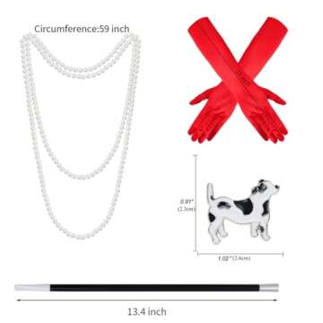 Women's Halloween Dalmatian set Black and White scarf Pearl necklace Red gloves cosplay party costume