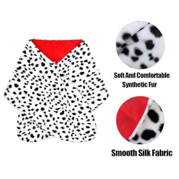 Women's Halloween Dalmatian set Black and White scarf Pearl necklace Red gloves cosplay party costume