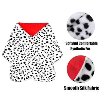 Women's Halloween Dalmatian set Black and White scarf Pearl necklace Red gloves cosplay party costume