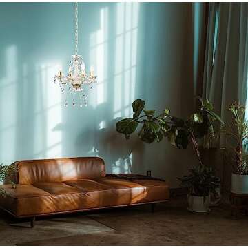 LaLuLa Antique Gold Chandelier Mini Crystal Chandelier Lighting 4 Light Modern Chandelier for Dining...