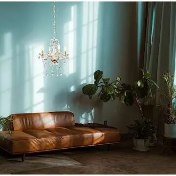 LaLuLa Antique Gold Chandelier Mini Crystal Chandelier Lighting 4 Light Modern Chandelier for Dining...