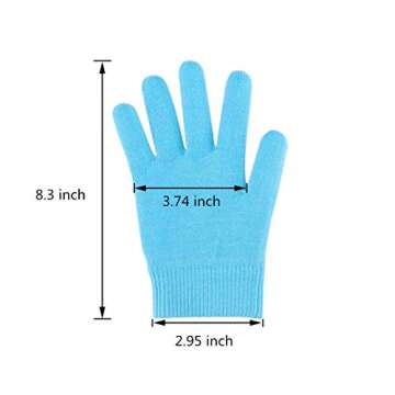 Pinkiou Gel SPA Moisturizing Gloves Soft Cotton with Thermoplastic Repair Cracked Cuticles Dry Skin Treatment Hydrating Gel Lining Infused with Essential Oils Vitamins Large Size(gloves, blue)