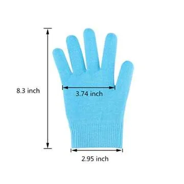 Pinkiou Gel SPA Moisturizing Gloves Soft Cotton with Thermoplastic Repair Cracked Cuticles Dry Skin Treatment Hydrating Gel Lining Infused with Essential Oils Vitamins Large Size(gloves, blue)