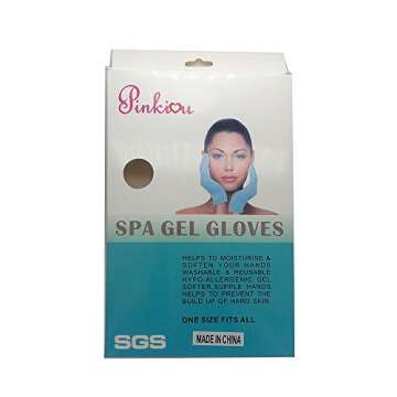 Pinkiou Gel SPA Moisturizing Gloves Soft Cotton with Thermoplastic Repair Cracked Cuticles Dry Skin Treatment Hydrating Gel Lining Infused with Essential Oils Vitamins Large Size(gloves, blue)