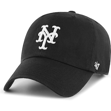 47 MLB Black White Clean Up Adjustable Hat Cap - New York Mets Style