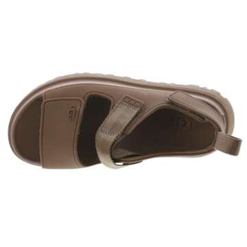 UGG Women's GOLDENGLOW Flat Sandal, Bison Brown, 7