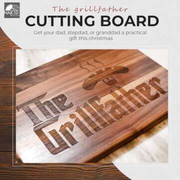 The Grillfather Cutting Board Great Gift for Dad - Handmade in the U.S.A. - Treat your Father, Stepfather, or Grandfather! Great Christmas Gift for Dad or Birthday Gift for Grandpa Cutting Board