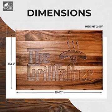 The Grillfather Cutting Board Great Gift for Dad - Handmade in the U.S.A. - Treat your Father, Stepfather, or Grandfather! Great Christmas Gift for Dad or Birthday Gift for Grandpa Cutting Board