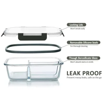 M MCIRCO Glass Meal Prep Containers - 5-Pack, 36 oz