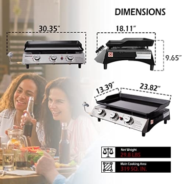 Royal Gourmet PD1302 Portable Gas Grill Griddle for Outdoor Cooking