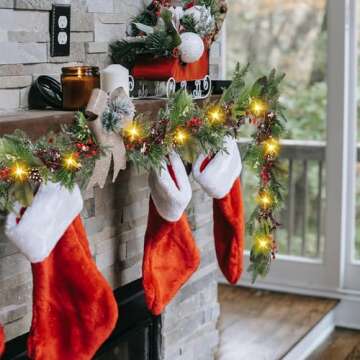 Artgar 6 Ft Christmas Garland with Lights and Decorations