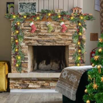 Artgar 6 Ft Christmas Garland with Lights and Decorations