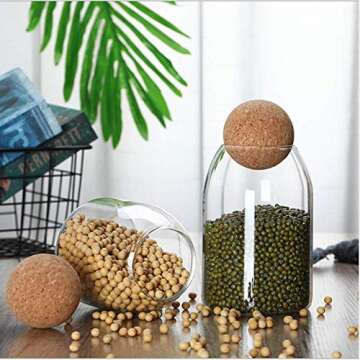 Piscepio Glass Jar with Wood Lid Ball Jar Small Food Storage Container Clear Candy Jars Canister Sugar Coffee Tea Beans Spice Salt Storage 2 PSC 500 ML
