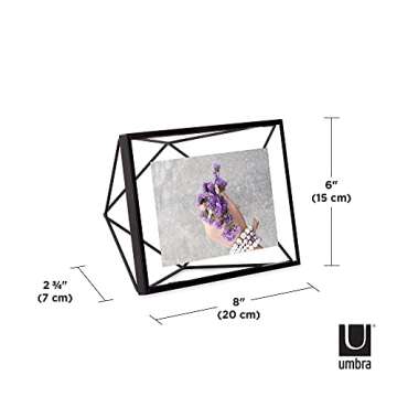 Umbra Prisma Picture Frame, 4x6 Metal Photo Display for Desk or Wall, 4" x 6", Black