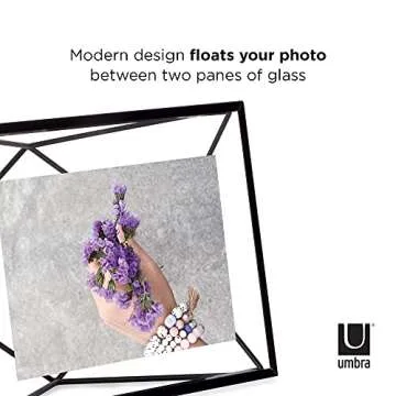 Umbra Prisma Picture Frame, 4x6 Metal Photo Display for Desk or Wall, 4" x 6", Black