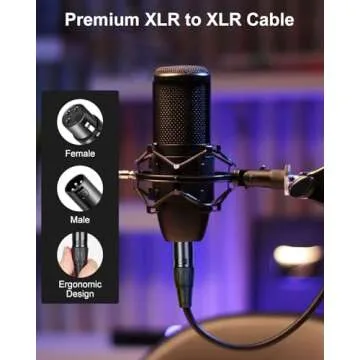Aqdocvf 2 Pack Premium XLR Cable - 6ft, Male to Female Microphone Cable Oxygen-Free Copper (OFC) Mic...