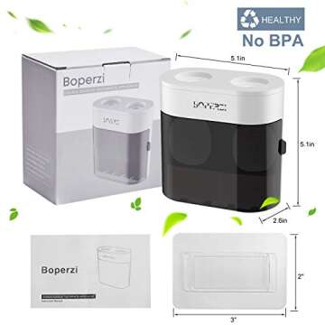 Boperzi Dustproof Cover Toothbrush Holder Wall Mounted Automatic Dispenser for Shower Bathroom Set with 2 Toothpaste Squeezers(No Electric, No Light)