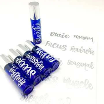 Got Oil Supplies Vinyl Essential Oil Labels - Fits 10ml Roller Bottles and Boston Round Glass Vials - 24 Blue & Pink, Gold or Silver Bottle Stickers to Choose from (Silver)
