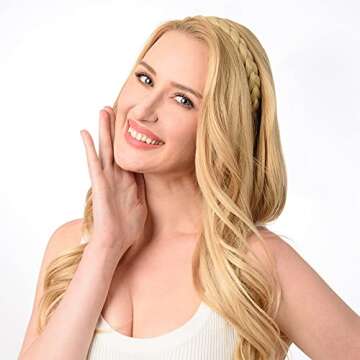 DIGUAN Synthetic Hair Braided Headband Classic Chunky Wide Plaited Braids Elastic Stretch Hairpiece Women Girl Beauty accessory, 55g aHairBeauty (Natural Black)