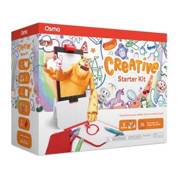 Osmo Creative Starter Kit - 3 Educational STEM Games for Ages 5-10, Drawing & Physics - For Fire Tab...