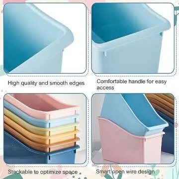 Geetery 12 Pcs Book Bins - Colorful Classroom Organizers